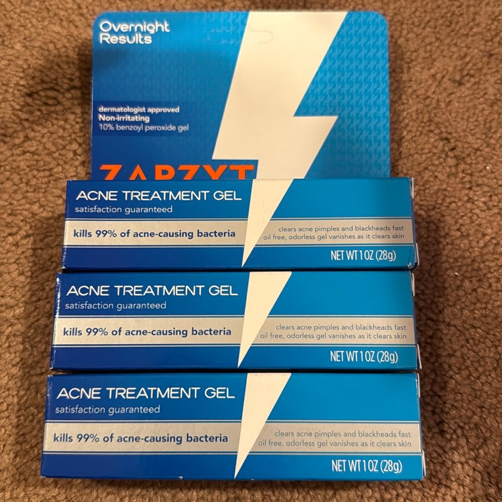 3x ZAPZYT Acne Gel 1 oz each NEW Exp 10/2026